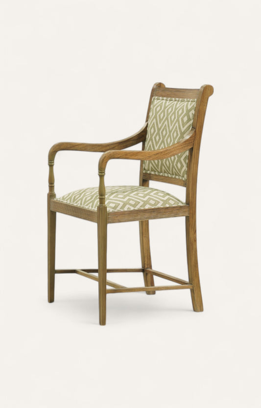 Colonial High Arm Chair in Printed Fabric