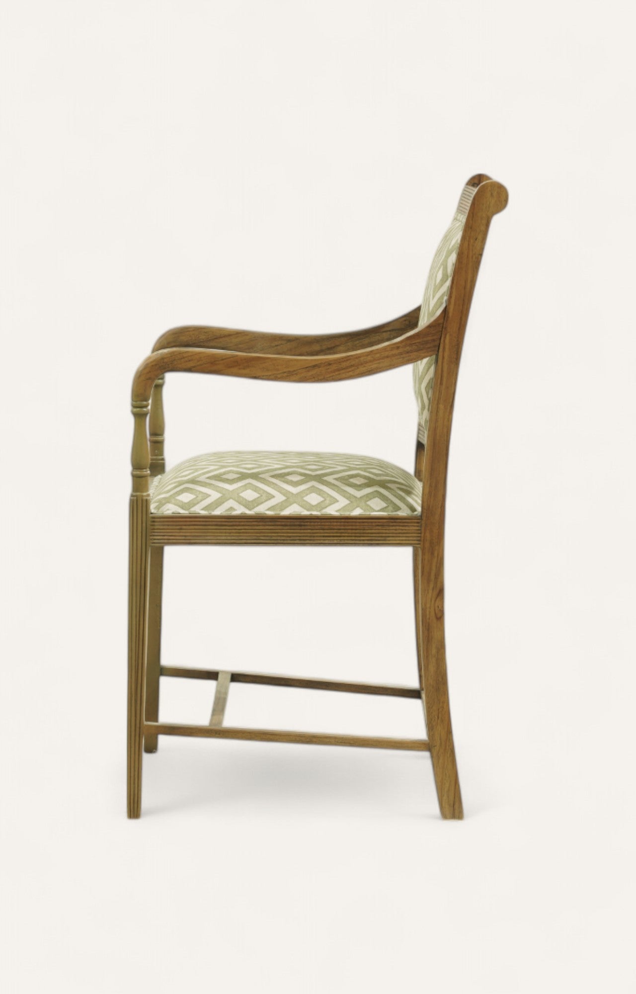 Colonial High Arm Chair in Printed Fabric