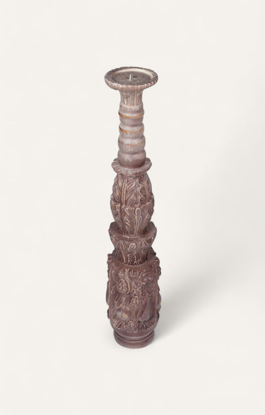Vintage Hand-Carved Corinthian Rosette Candle Stand