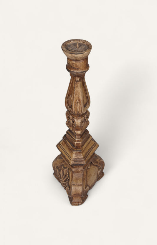 Baroque Gold Teak Floor Candle Holder