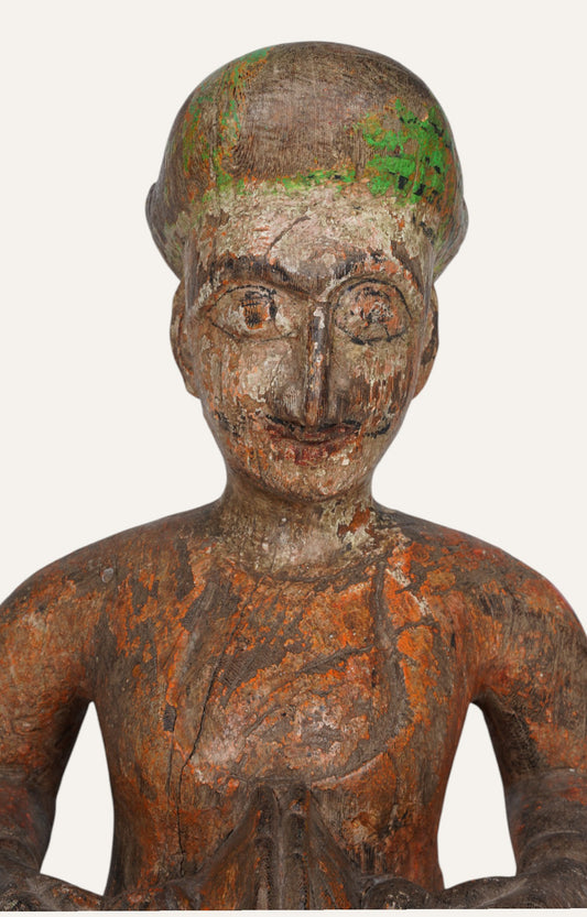 Vintage Artefact: Seated Folk Wooden Figurine