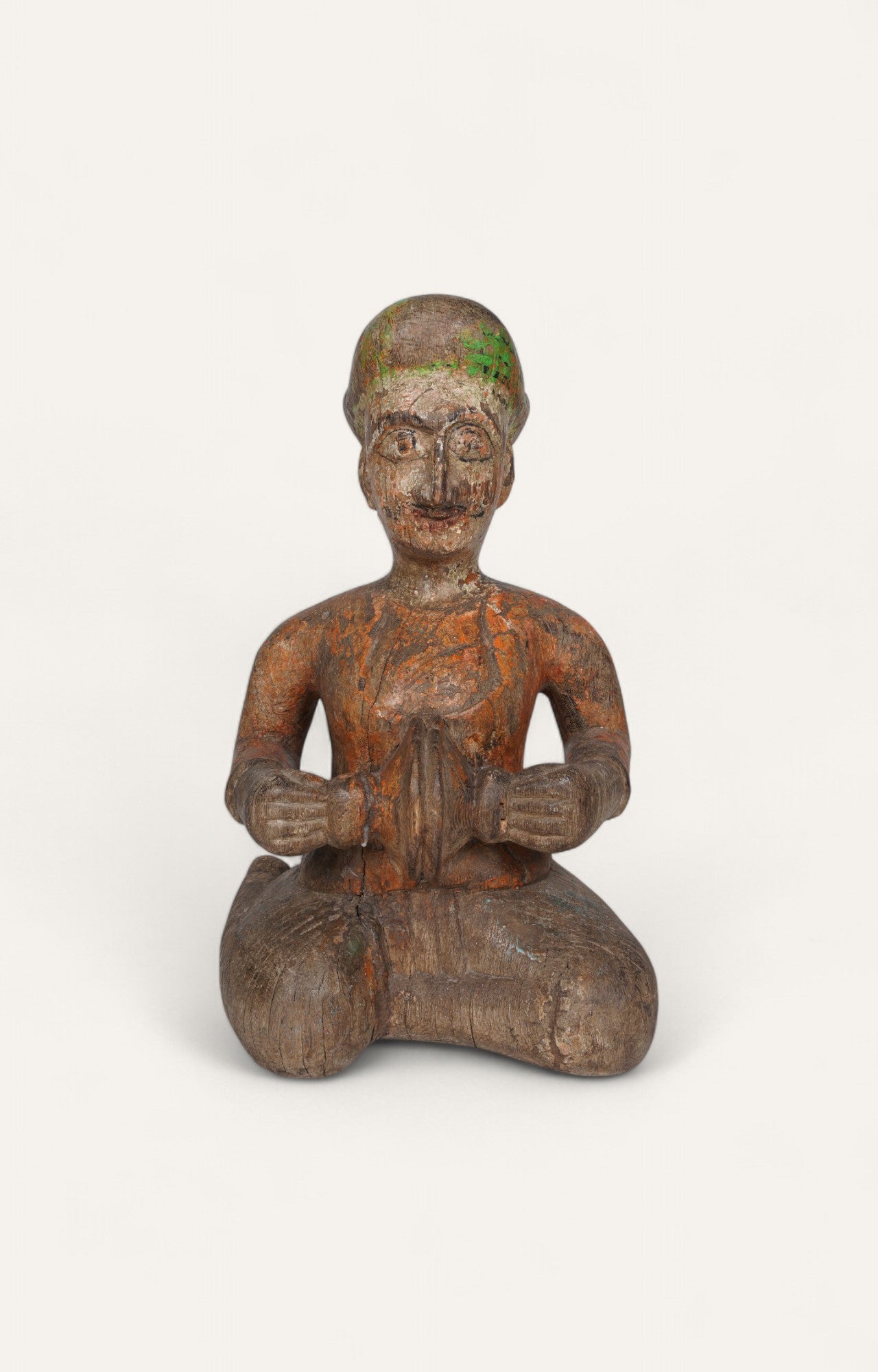 Vintage Artefact: Seated Folk Wooden Figurine