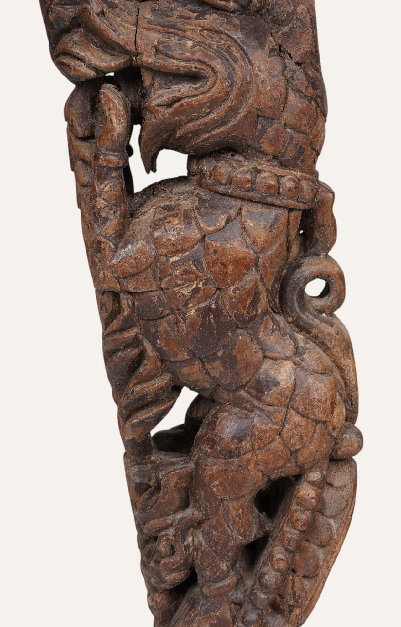 Vintage Hand-carved Fragment with Makara Motif