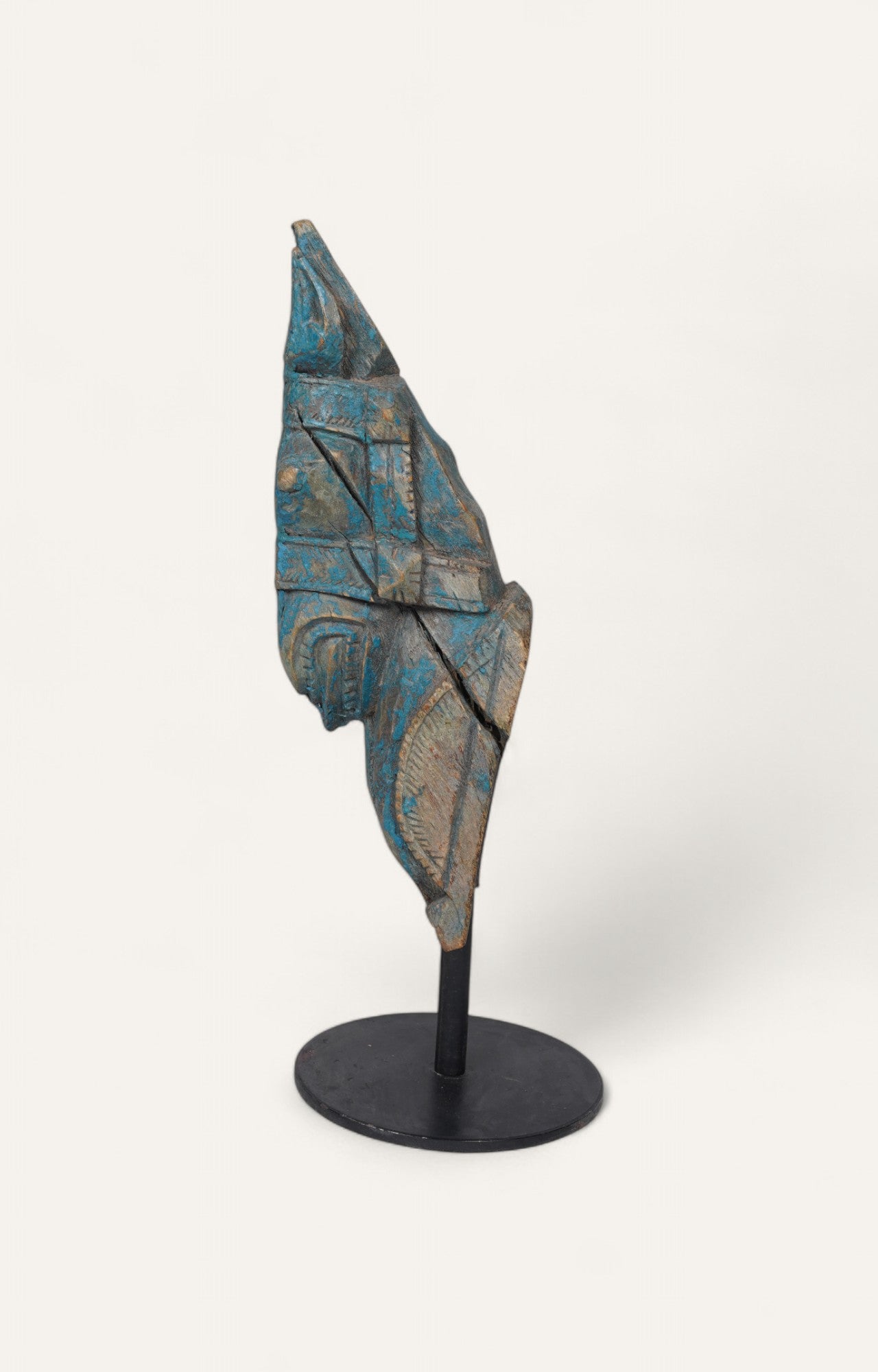 Painted Horse Head on Iron Base