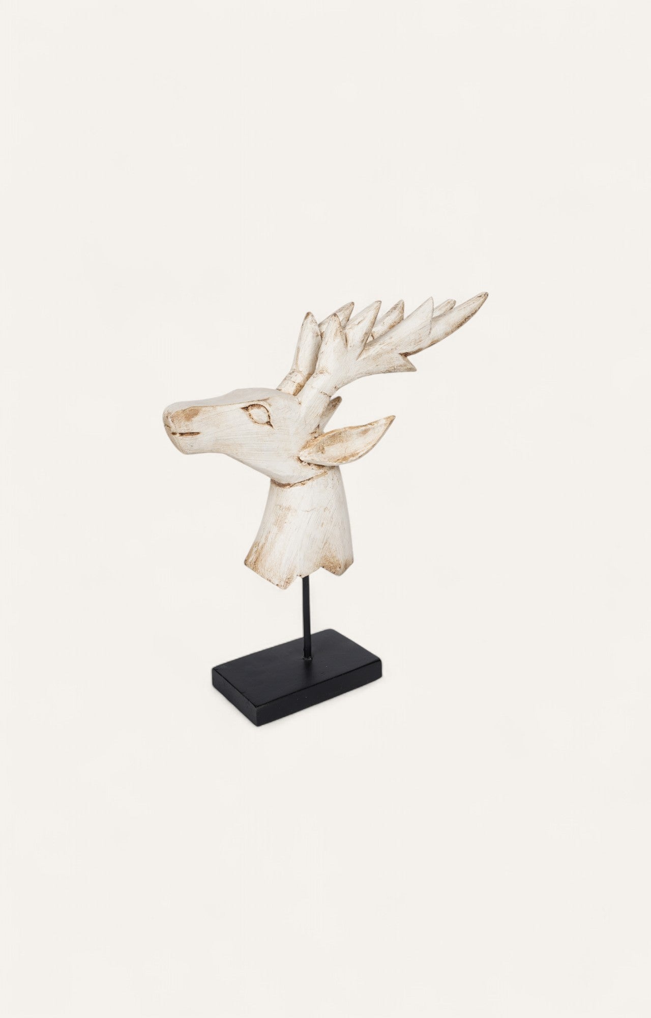 White Deer Bust on Iron Stand