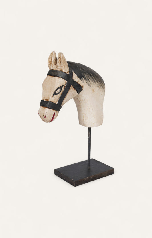 Painted Horse Head Bust on Stand