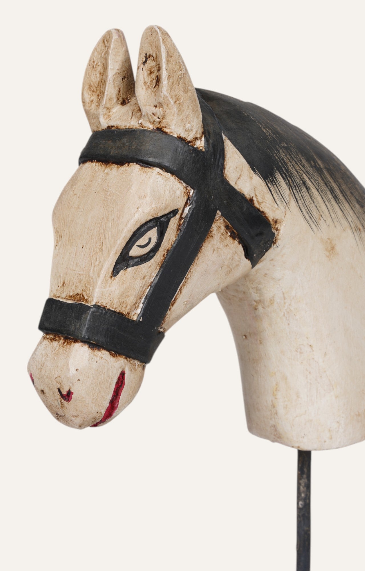Painted Horse Head Bust on Stand