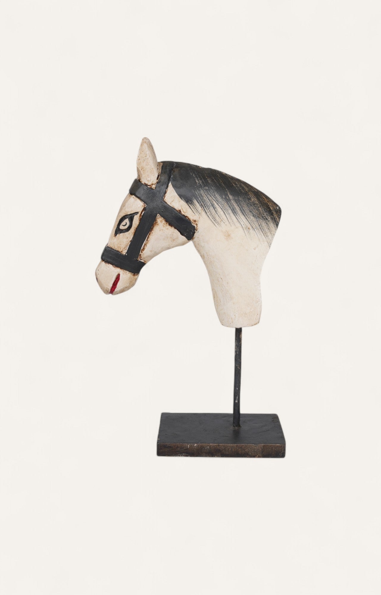 Painted Horse Head Bust on Stand