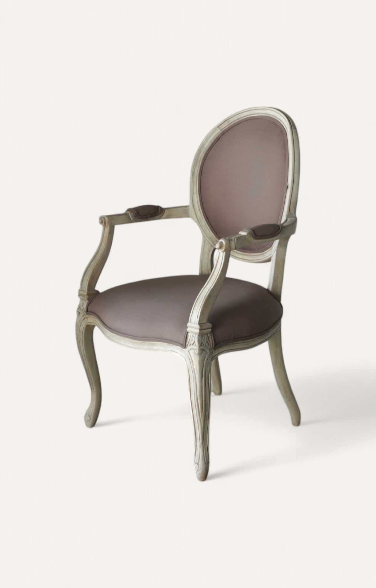 French-Style Distressed Velvet Armchair