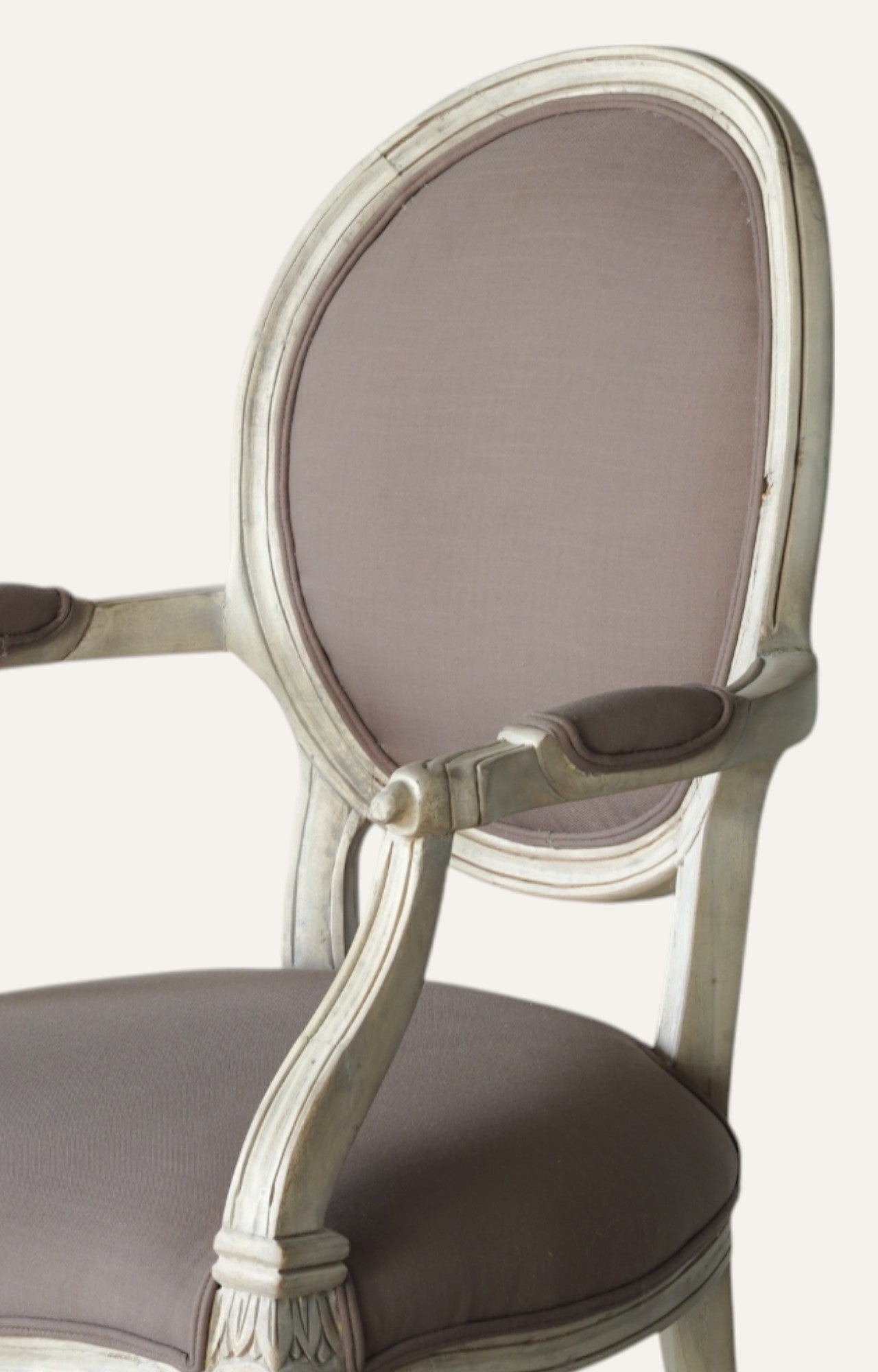 French-Style Distressed Velvet Armchair