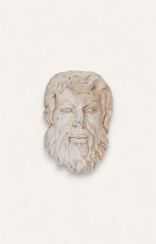 Cast Roman Head Wall Sculpture in Aged White Finish