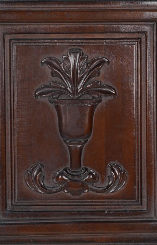 Classic Floral Urn Relief in Polished Teak