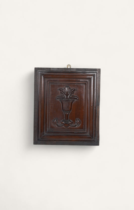 Classic Floral Urn Relief in Polished Teak