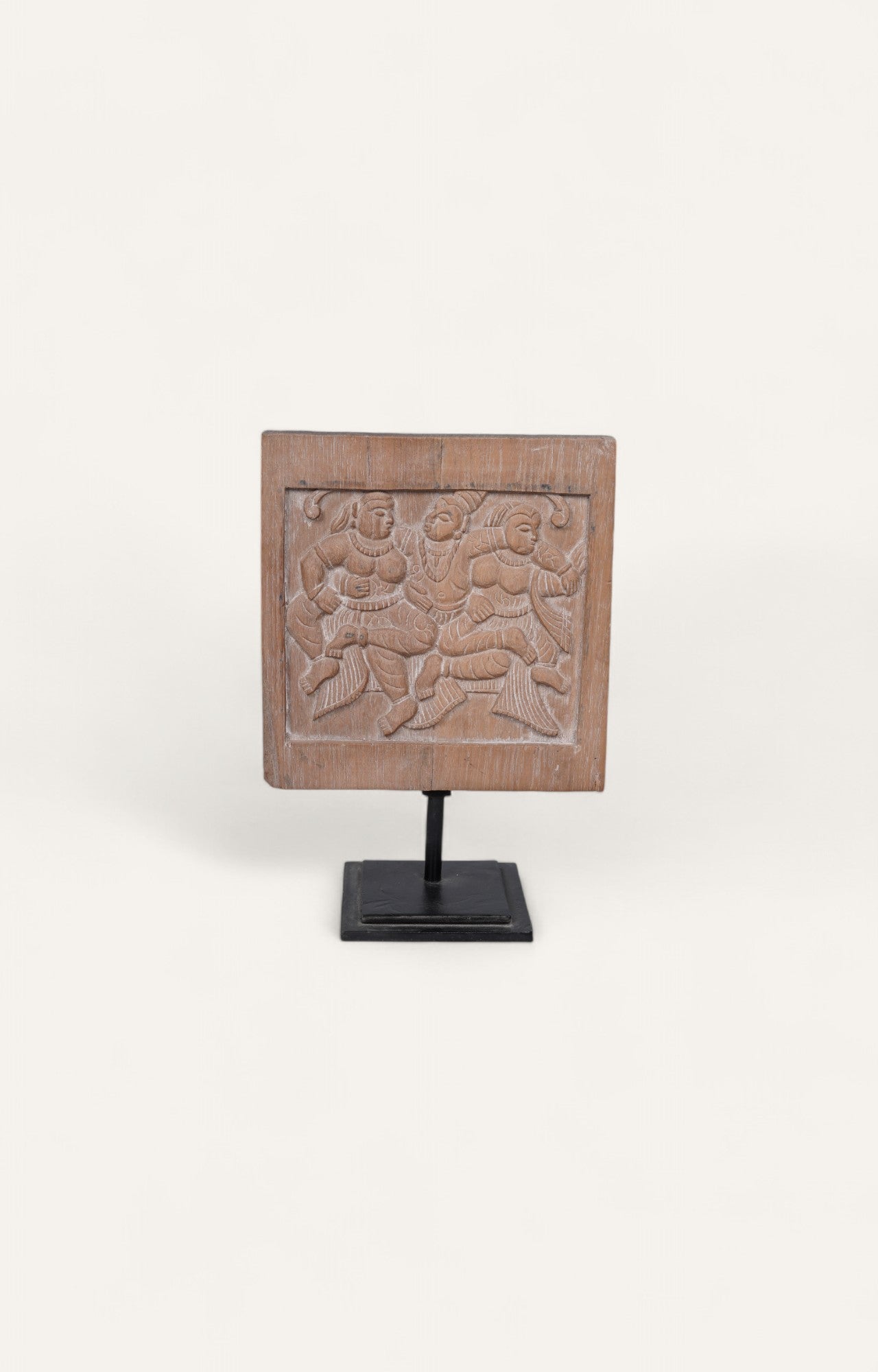 Hand-carved Wooden Panel with Dancers