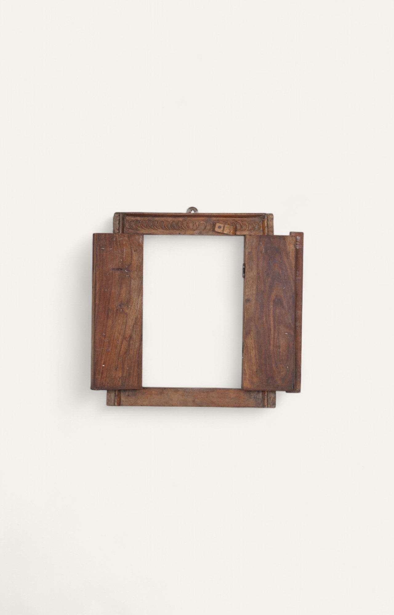 Antique Hand carved Wooden Window with Brass Details