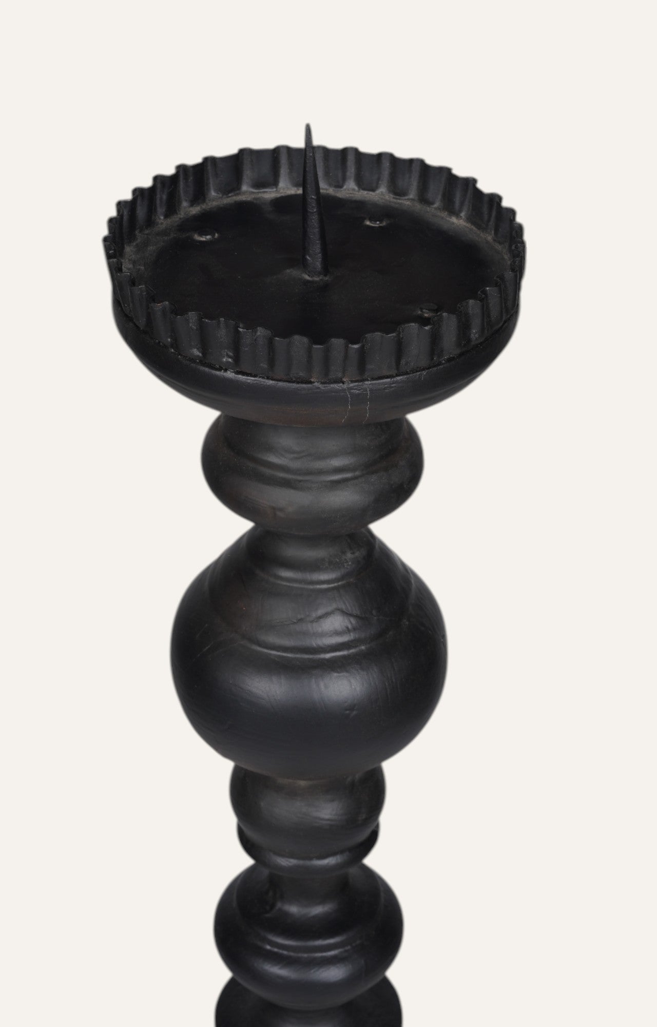 Classic Ebony Crowned Column Candle Stand
