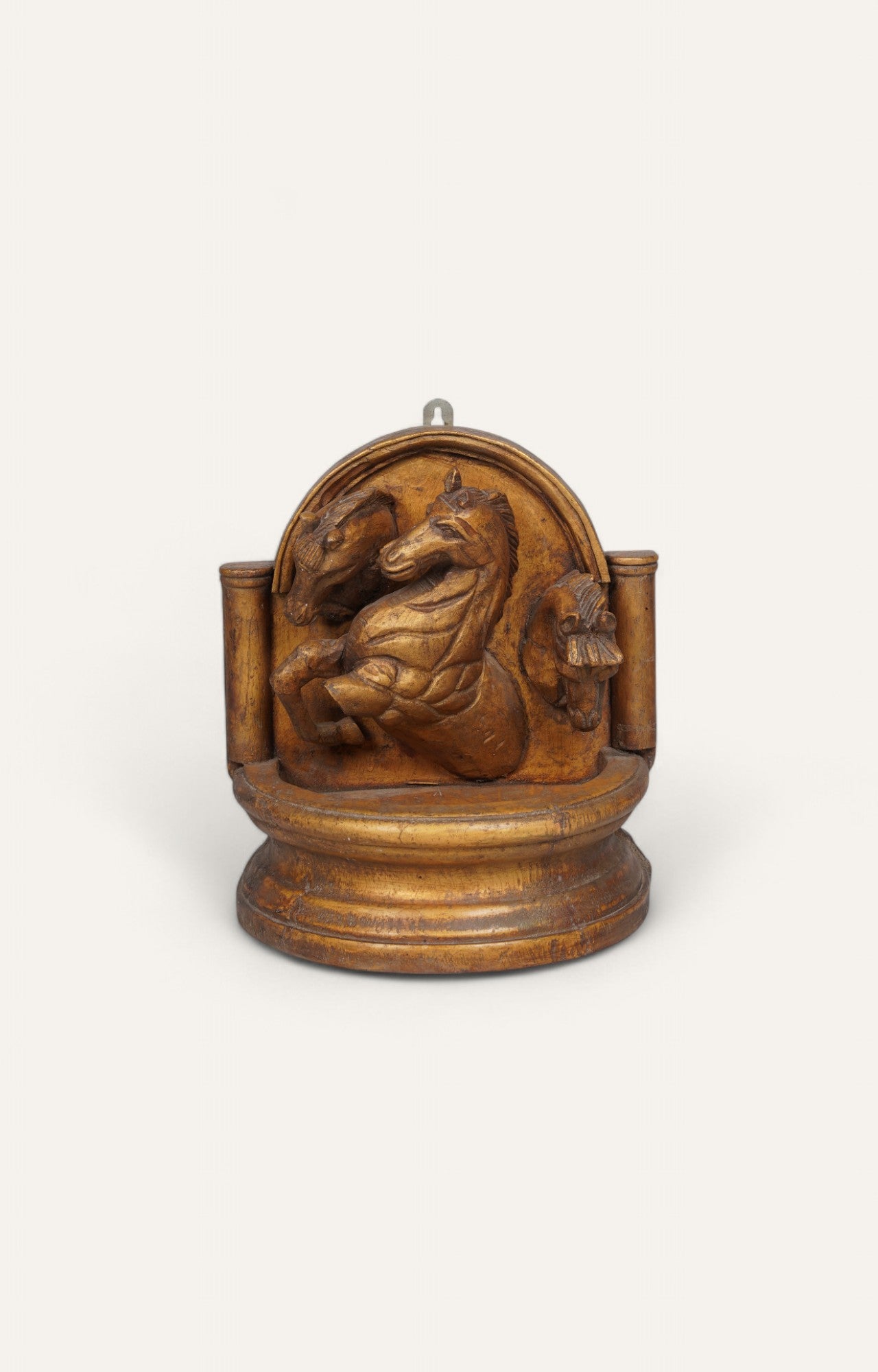 Equestrian Wall Fountain Panel in Aged Teak