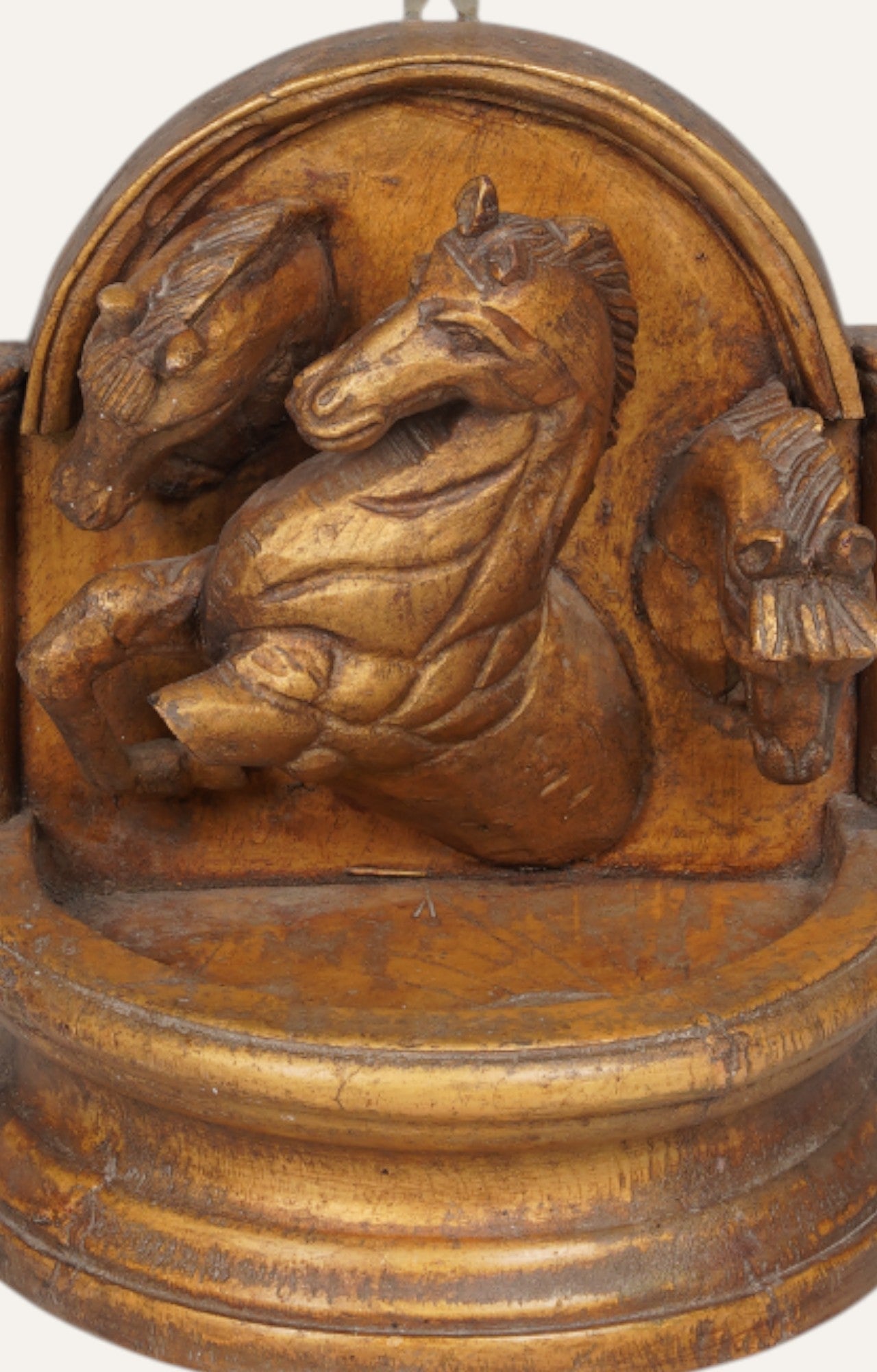 Equestrian Wall Fountain Panel in Aged Teak