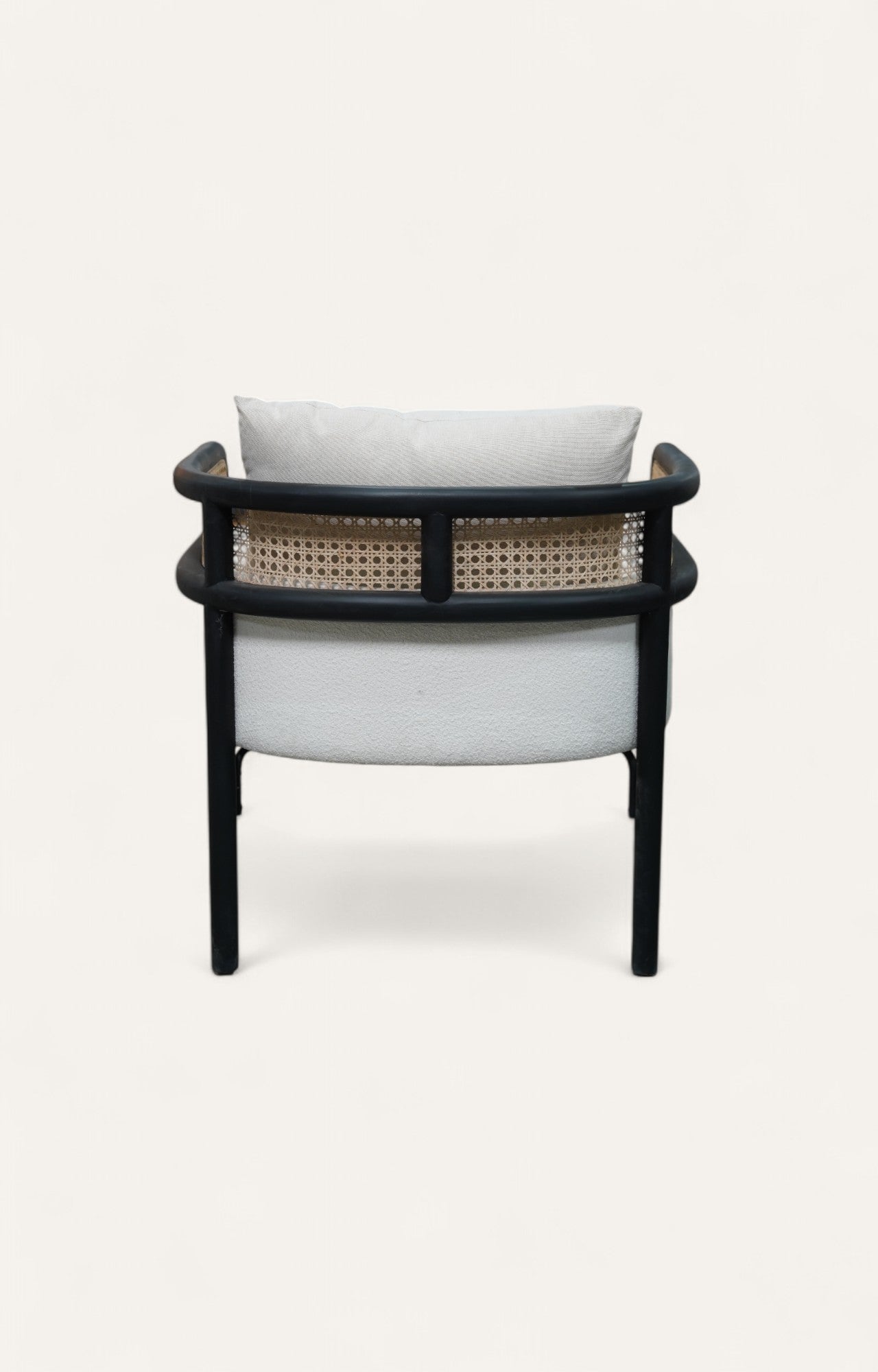 Cane Armchair in Linen and Black Frame