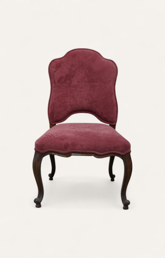 Velvet Scroll back Dining Chair in Acacia Wood