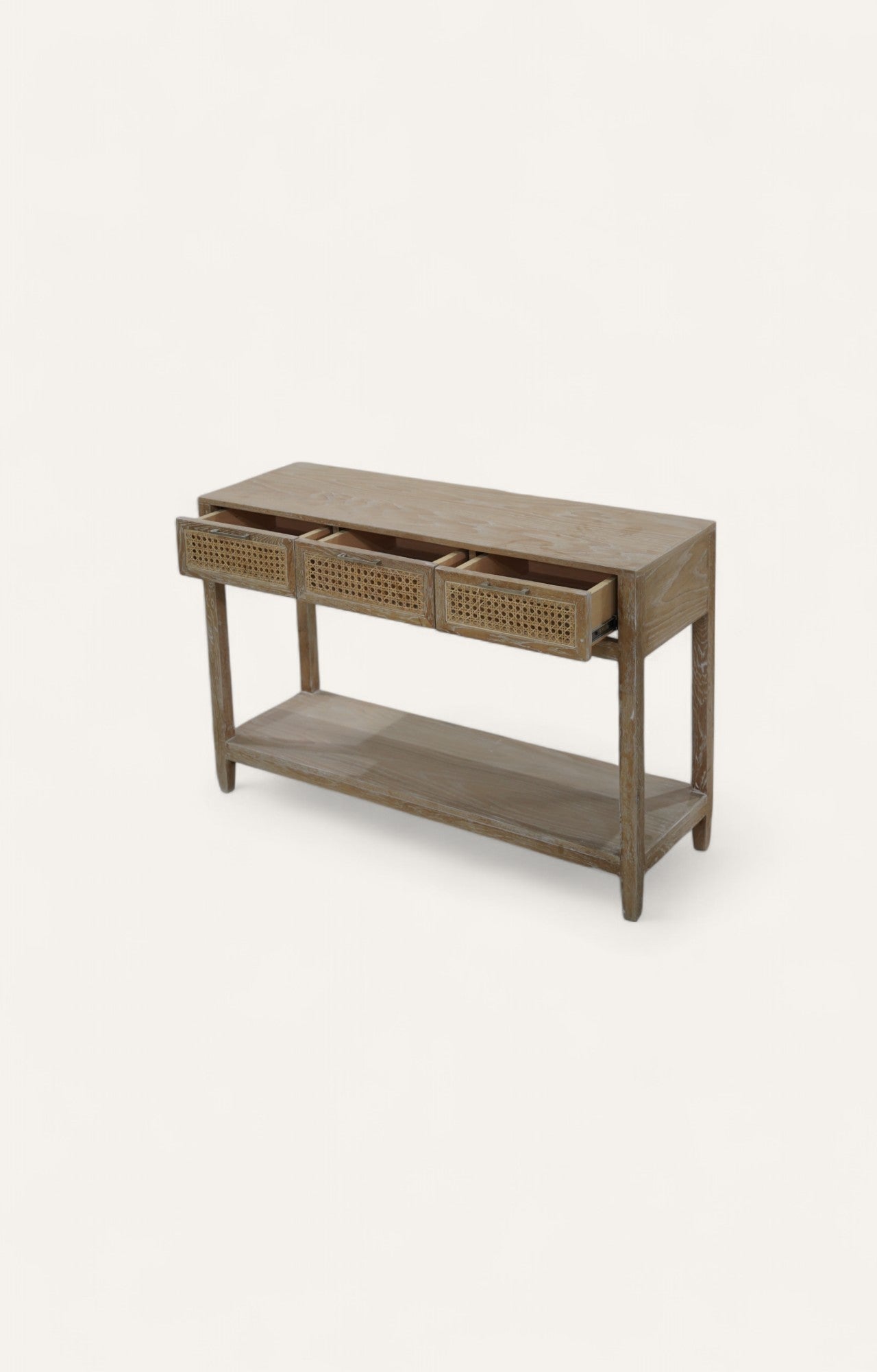 Oak & Cane Console Table with Shelf