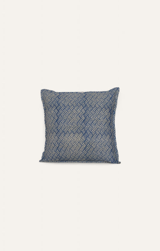 Indigo Mesh Print Cotton Cushion Cover