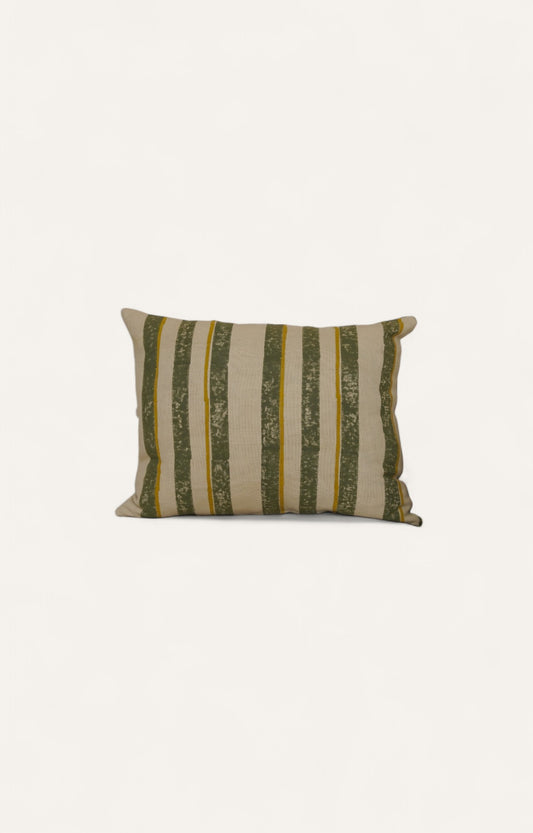 Sage Stripe Quilted Cotton Cushion Cover