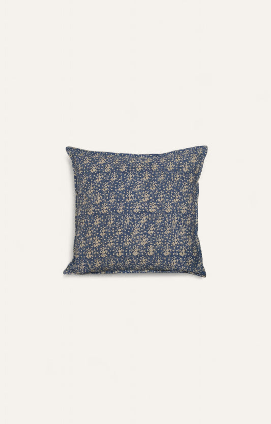 Indigo Petal Block Print Cushion Cover