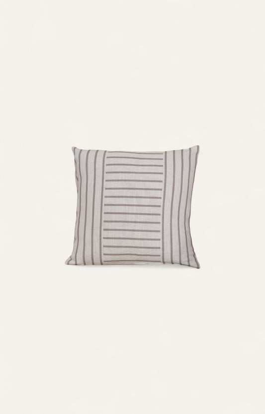 Taupe Panel Stitch Cotton Cushion Cover