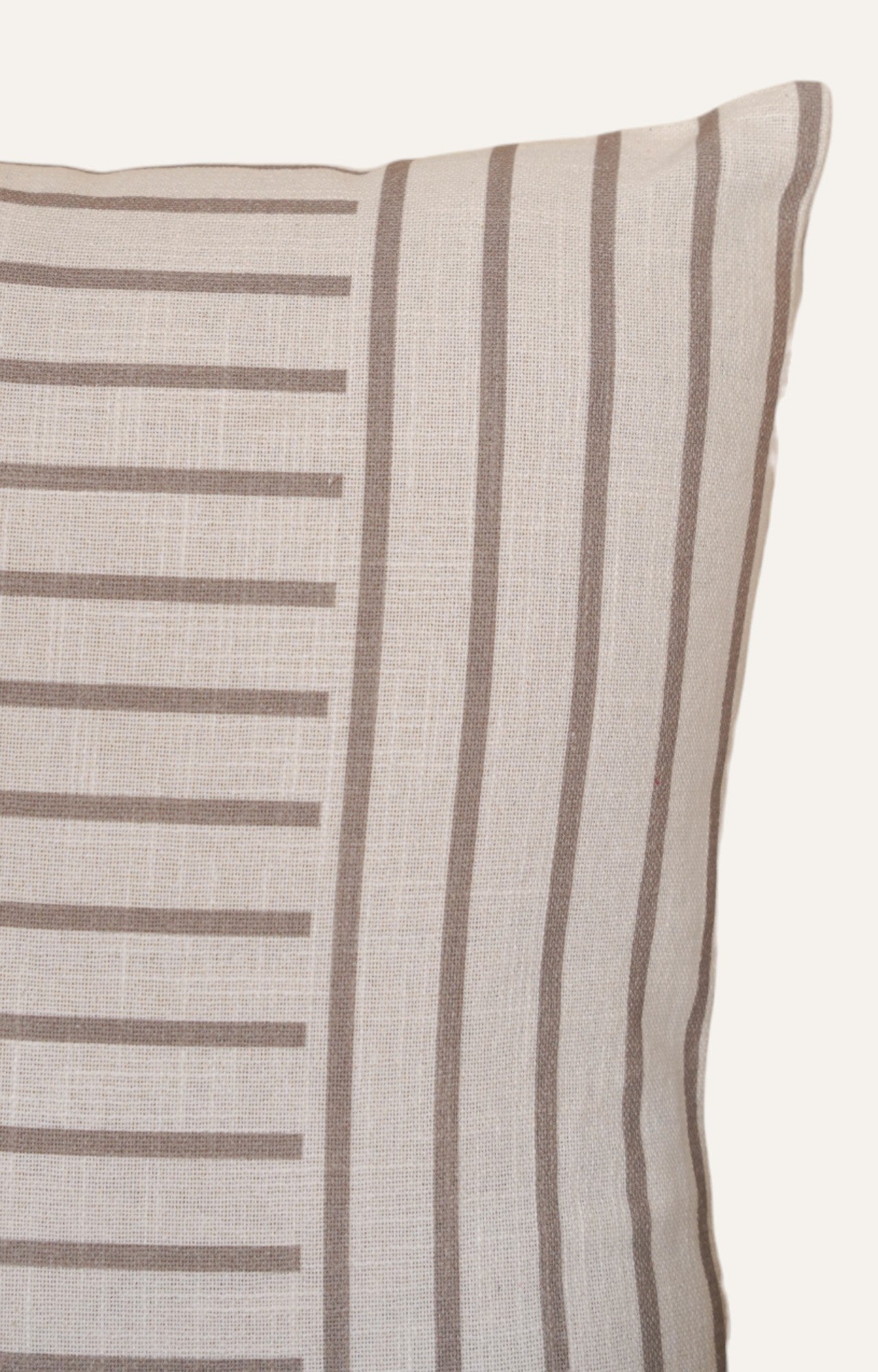 Taupe Panel Stitch Cotton Cushion Cover