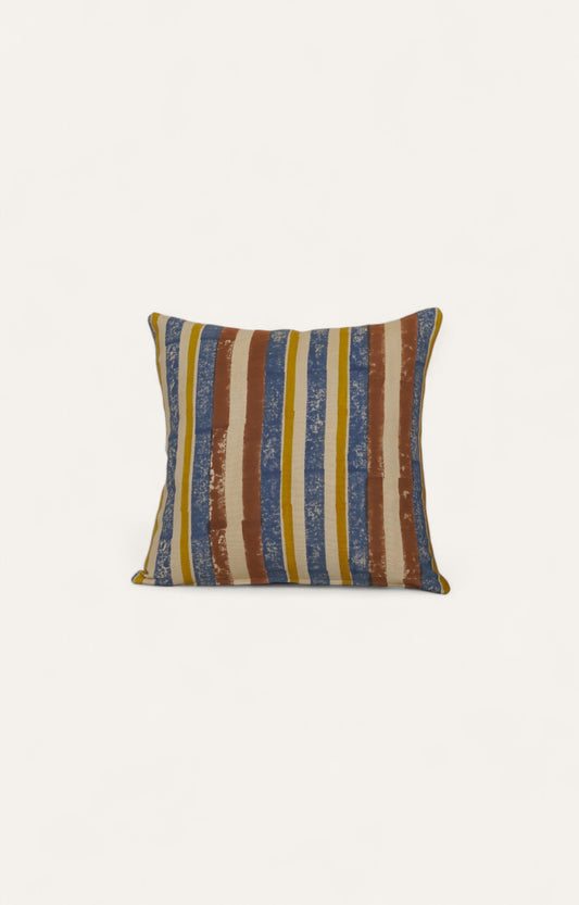 Earth-Tone Stripe Kantha Cushion Cover