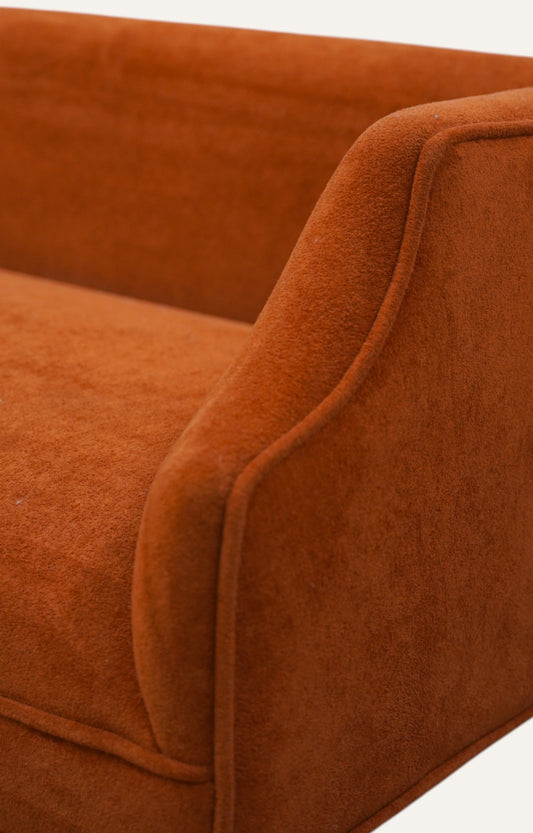 Modern Velvet Sofa in Rust Orange