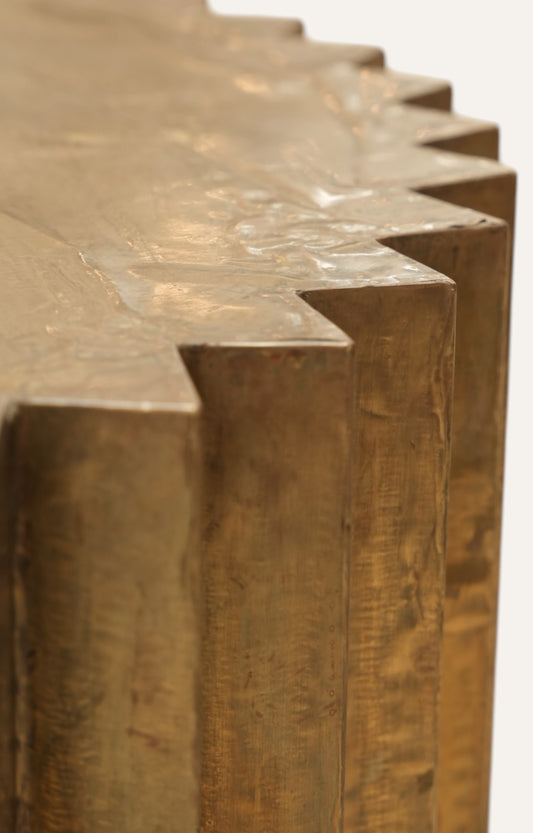 Brass-Topped Mango Wood Coffee Table