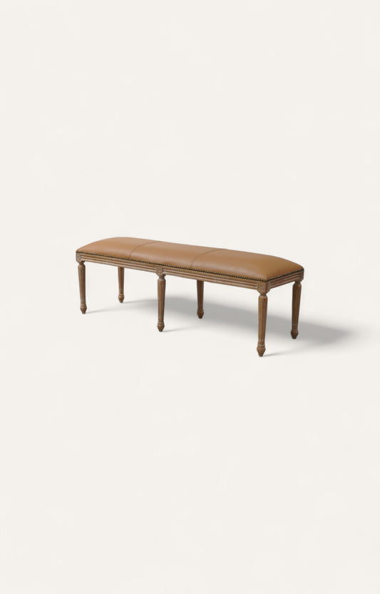 Classic Leatherite Bench with Fluted Legs