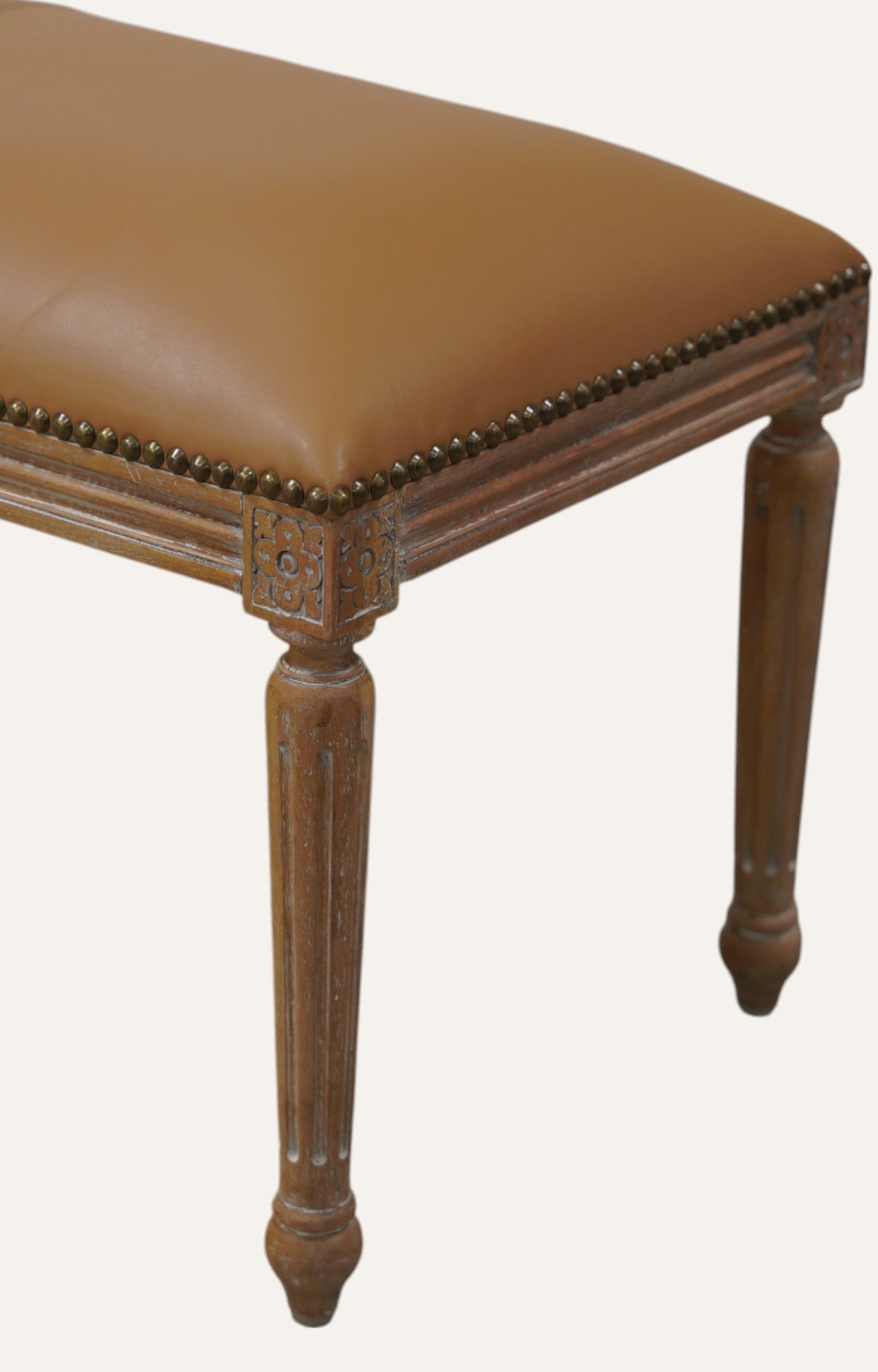 Classic Leatherite Bench with Fluted Legs