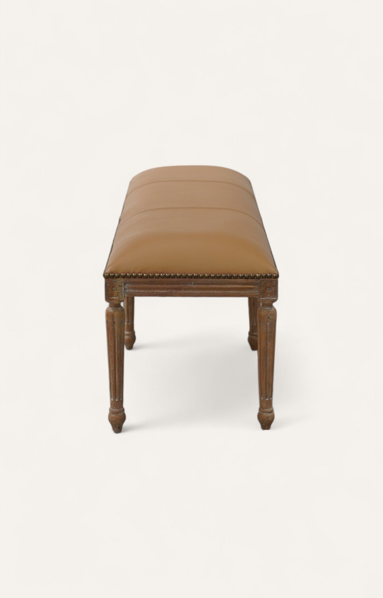 Classic Leatherite Bench with Fluted Legs