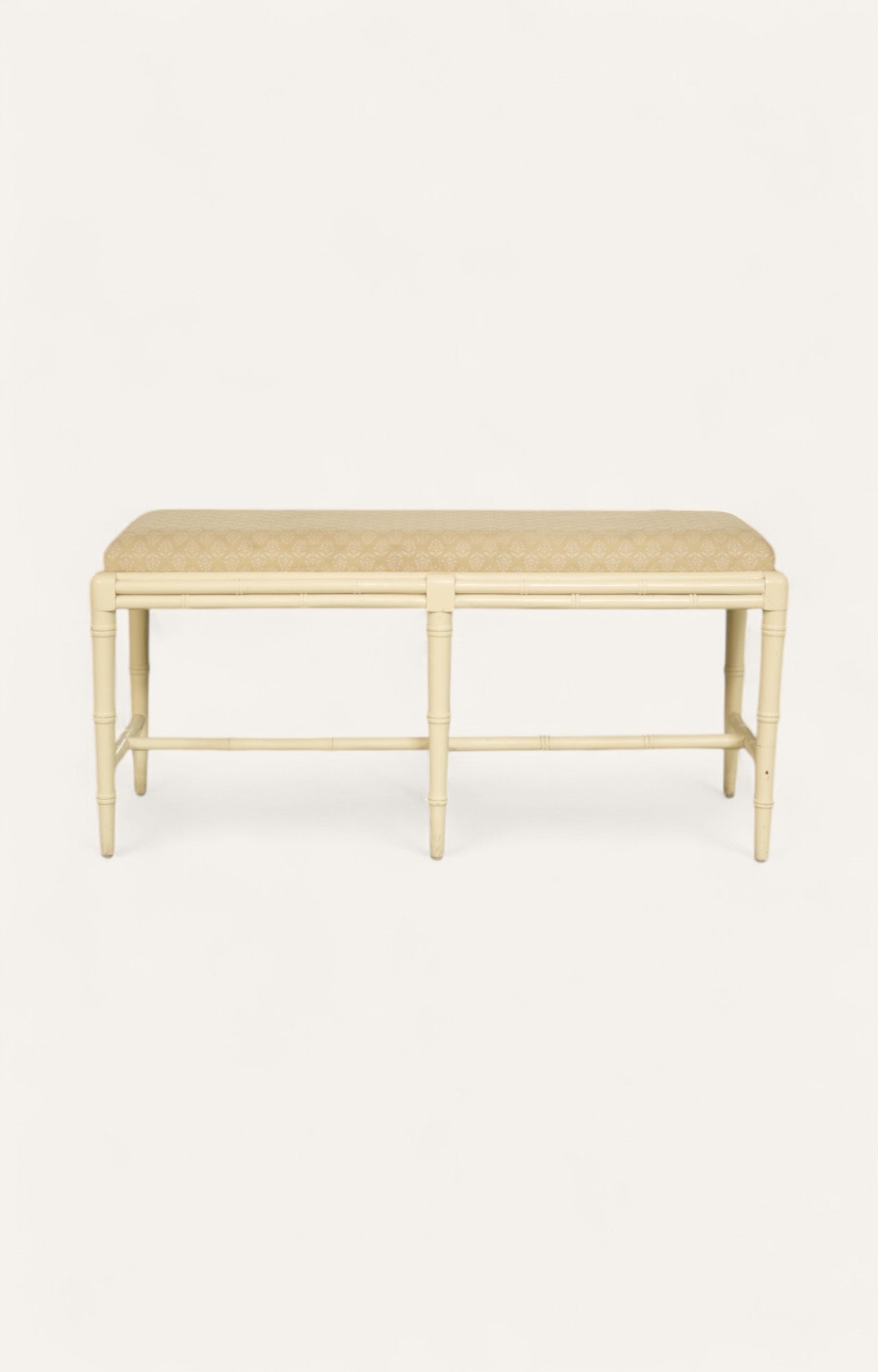 Wooden Bench with Linen Upholstered Seat