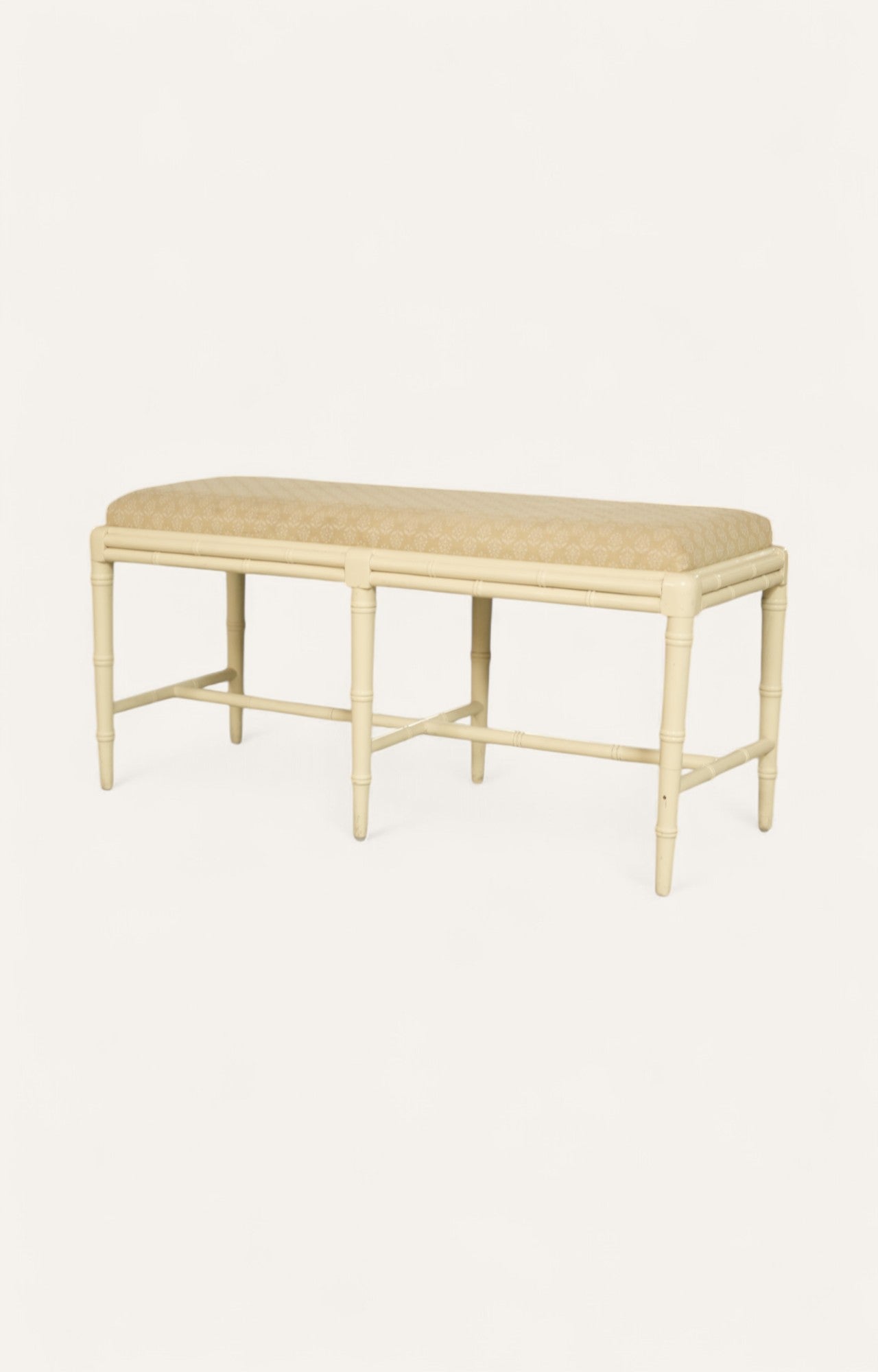 Wooden Bench with Linen Upholstered Seat