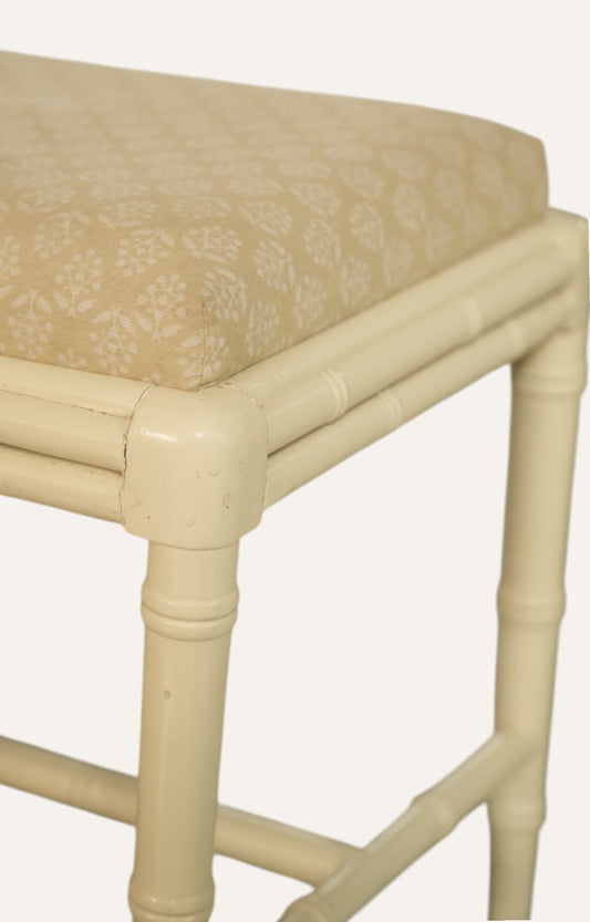 Wooden Bench with Linen Upholstered Seat