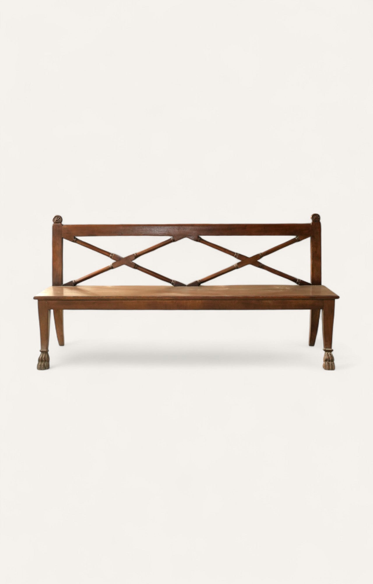 Colonial Teak Wood Bench with Backrest