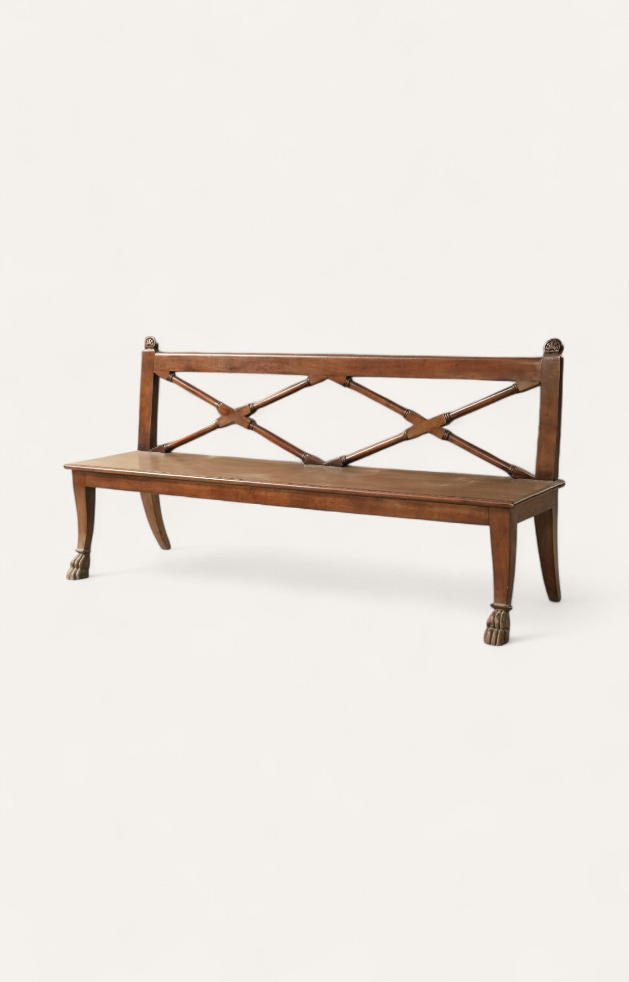 Colonial Teak Wood Bench with Backrest