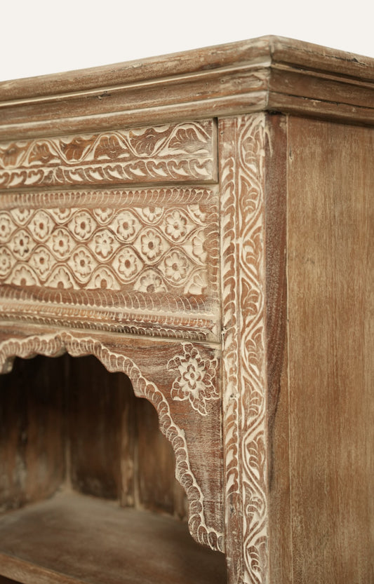 Hand-Carved Distressed Mango Wood Shelf