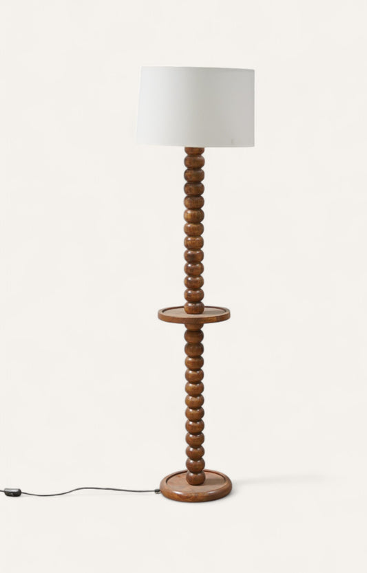 Walnut Tiered Shelf Floor Lamp