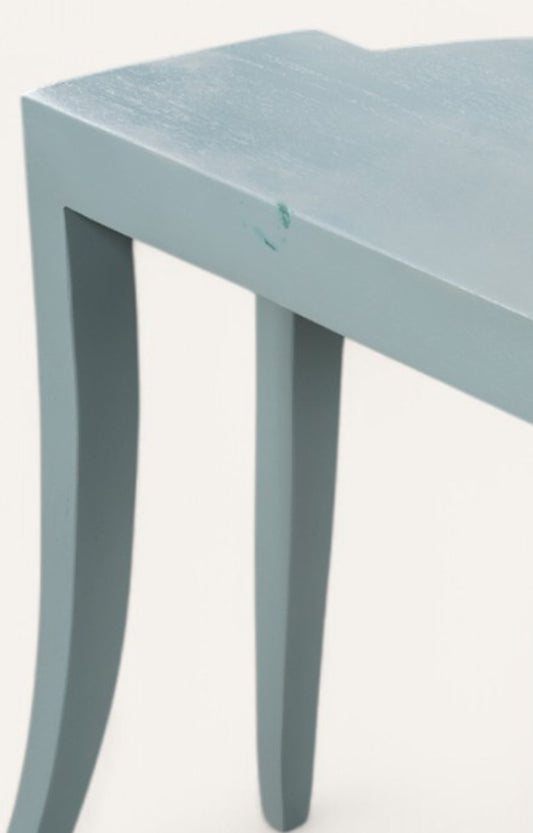 Blue Abstract Form Wooden Side Table