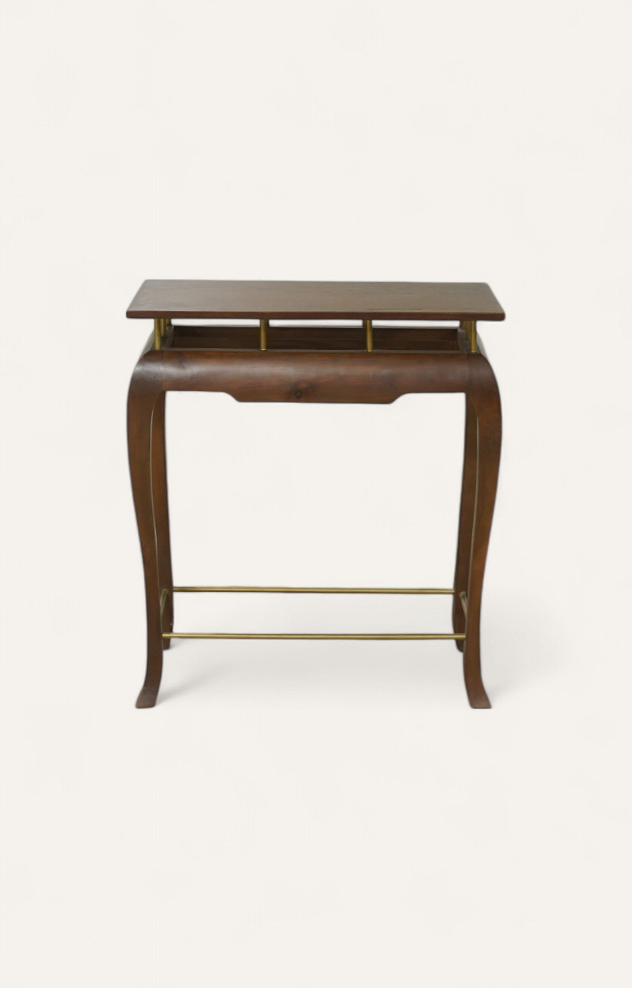 Sculptural Brown Acacia Wood Console Table