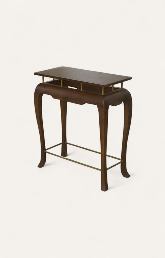 Sculptural Brown Acacia Wood Console Table