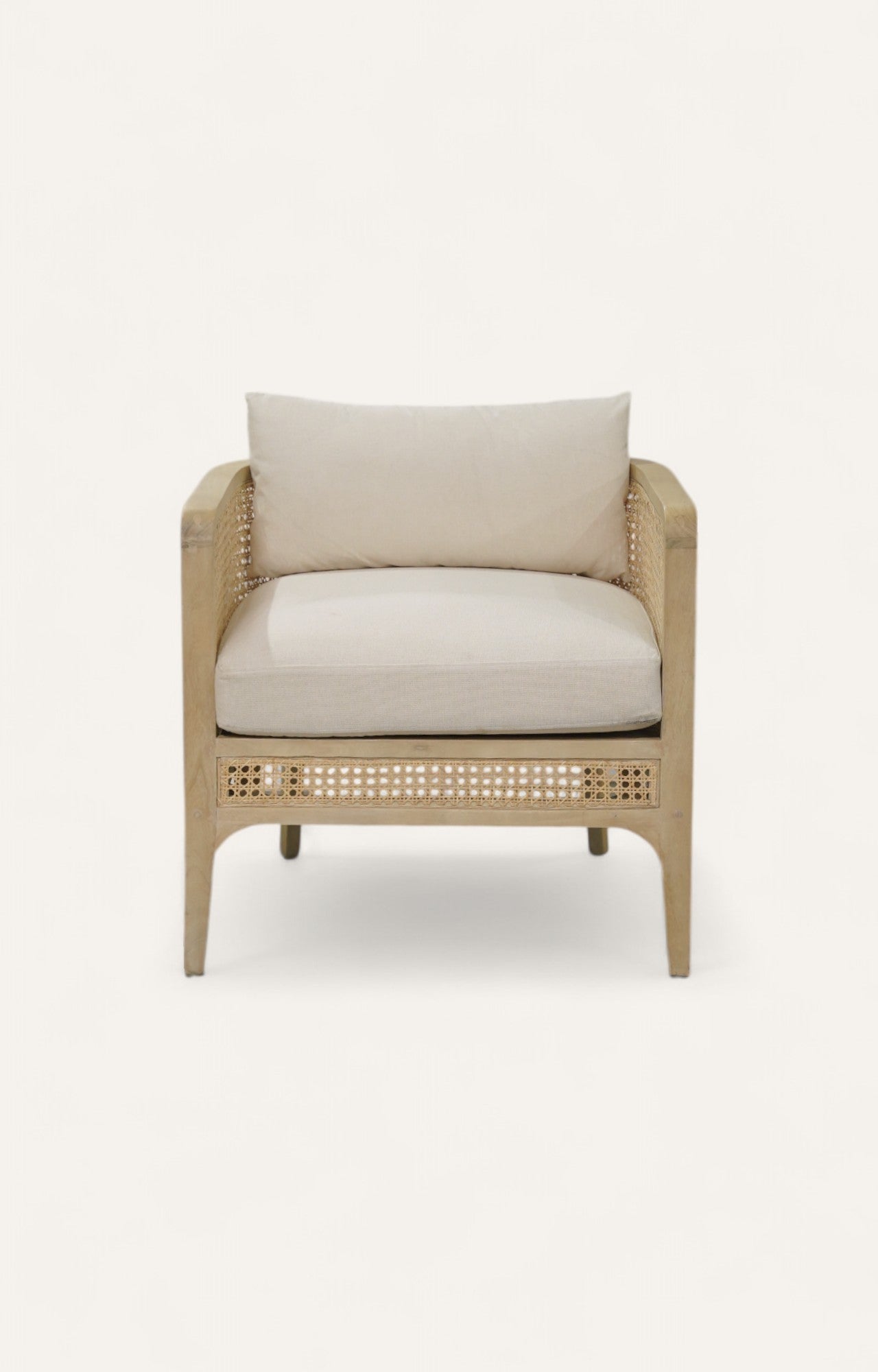 Desert-Toned Cane Armchair in Natural Oak Finish
