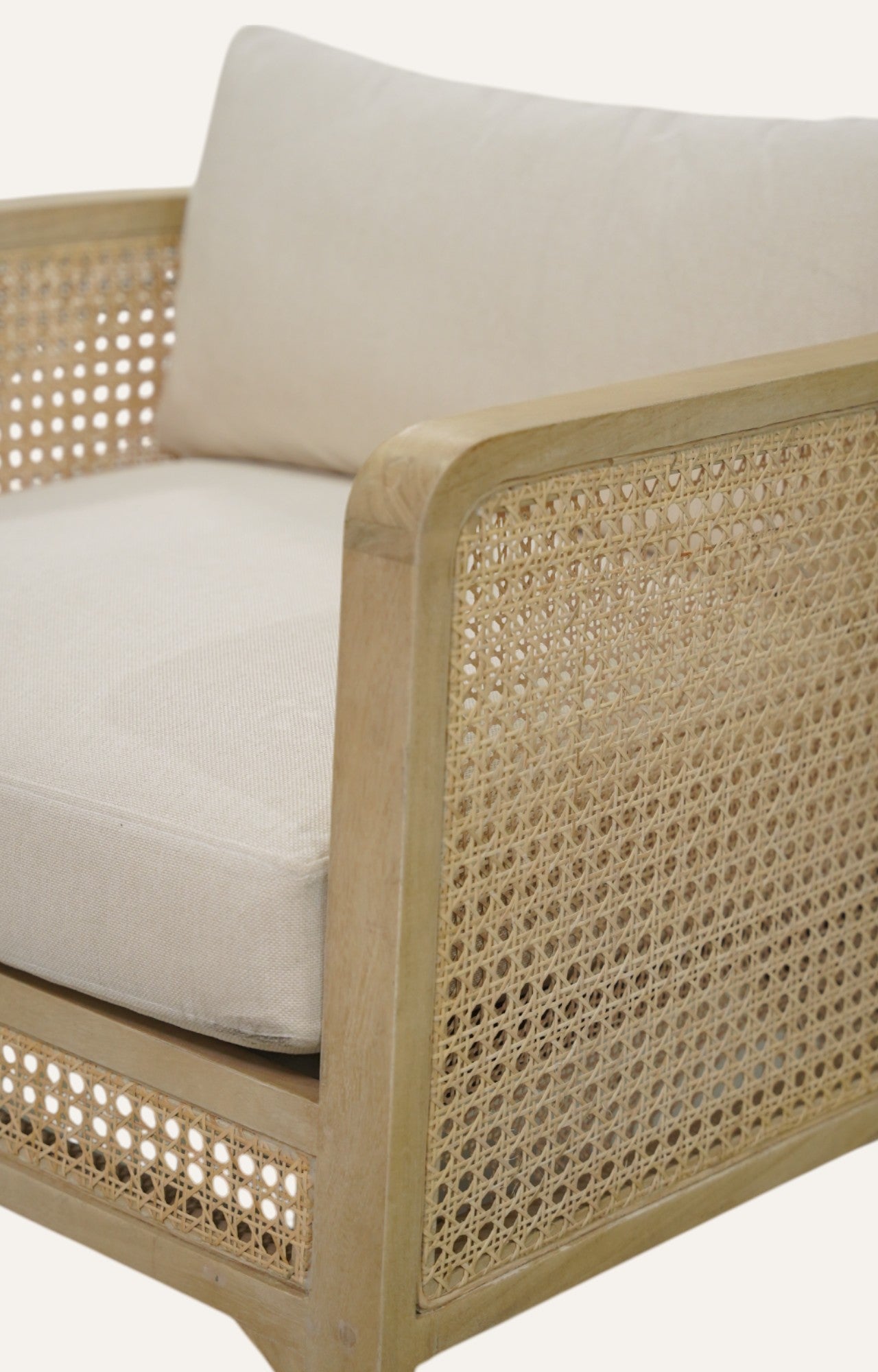 Desert-Toned Cane Armchair in Natural Oak Finish