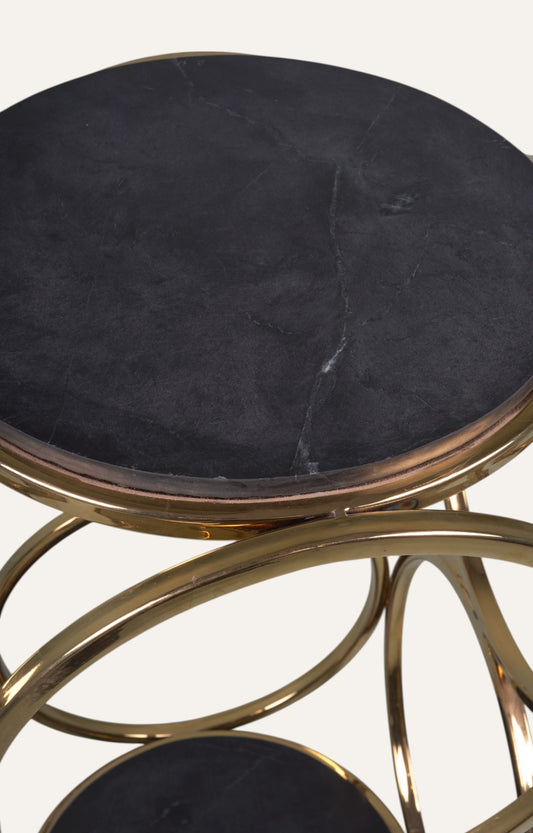 Coated side table With Marble Top