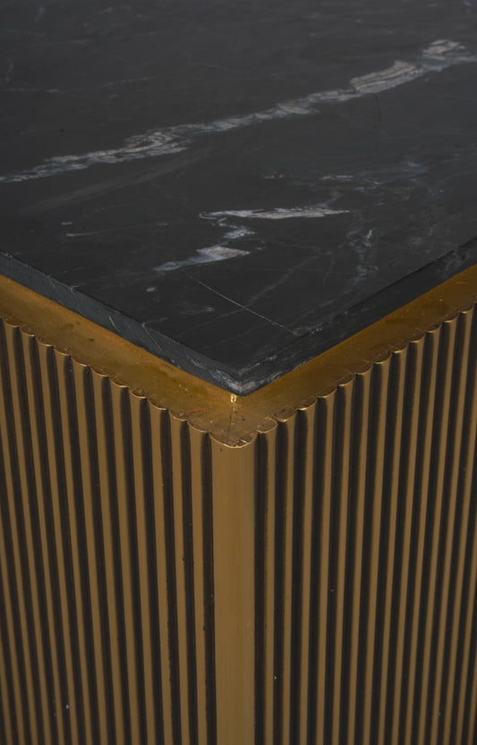 Square Brass Coffee Table with Marble Top